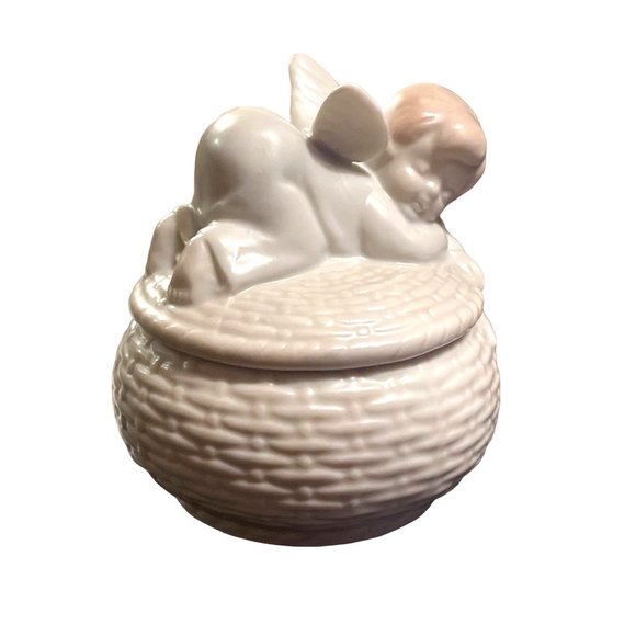 Vtg 1983 Fitz & Floyd Littlest Angel Lidded Trinket Box 27/55 Angel Japan - Picture 2 of 5